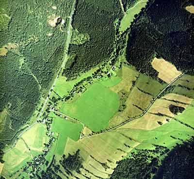 Letecký snímek Heřmanovic