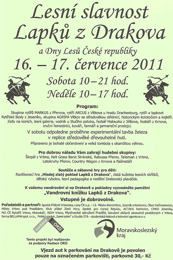 Lesní slavnost Lapků z Drakova a Dny Lesů České republiky, 16 - 17. července 2011